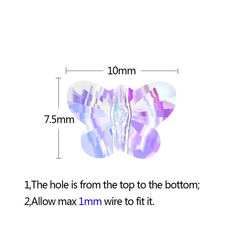 LONGWIN 60pcs AB Butterfly Crystal Beads 10mm Vertical Hole Adabele Austrian Butterfly Glass Pendants Beads Charms for DIY Project Earring, Necklaces, Bracelets, Jewelry Making - Image 4